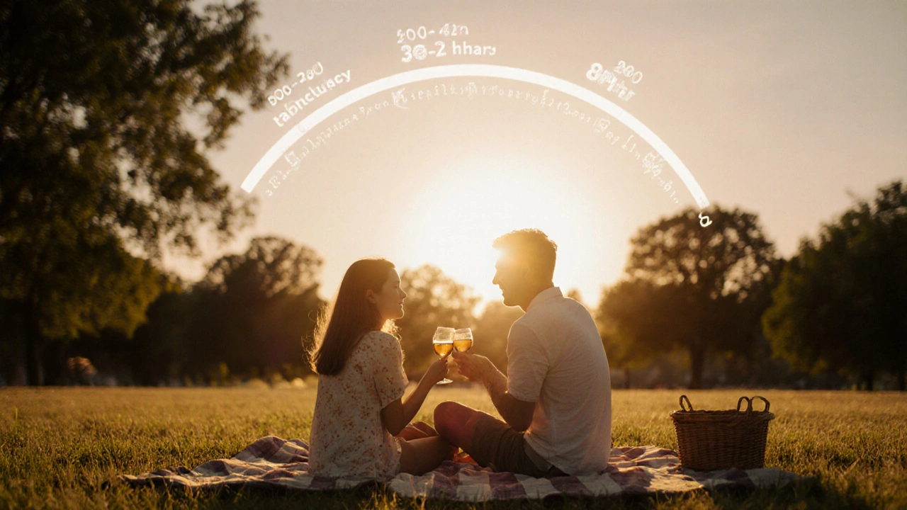 Couple enjoying a sunny weekend picnic, implying long‑lasting effect.