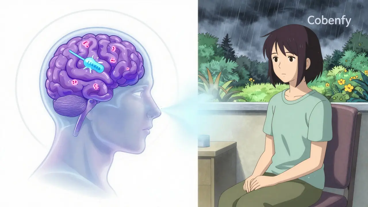 Stylized illustration of Alzheimer's and schizophrenia treatments