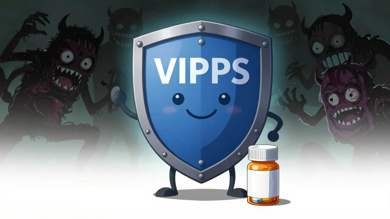 Anime shield protecting medicine from scam monsters