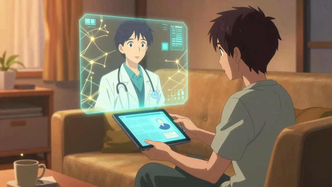 Anime style telehealth doctor consultation via tablet