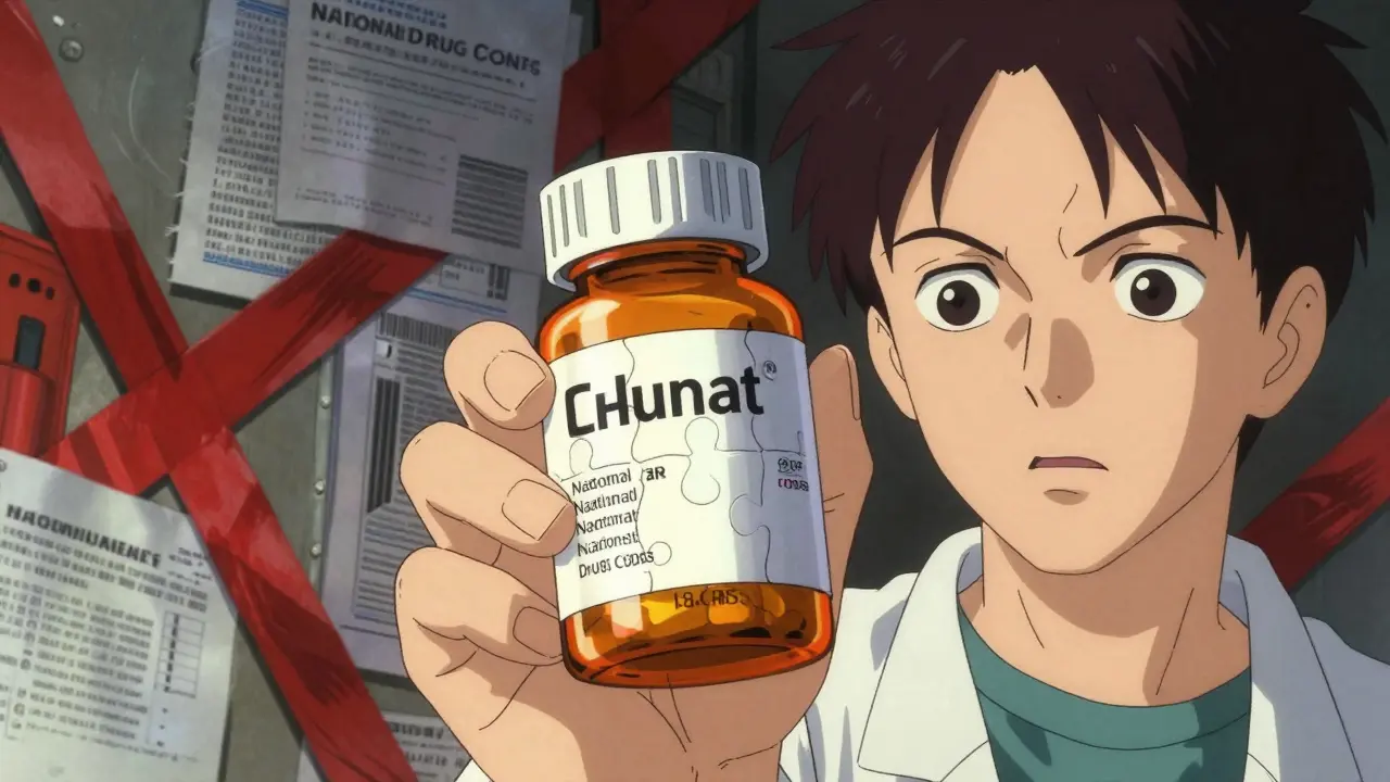 Manga style illustration of confusion identifying generic drug manufacturers