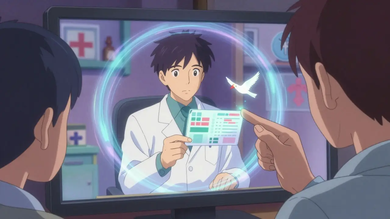 Patient consulting doctor through a magical, text-free portal