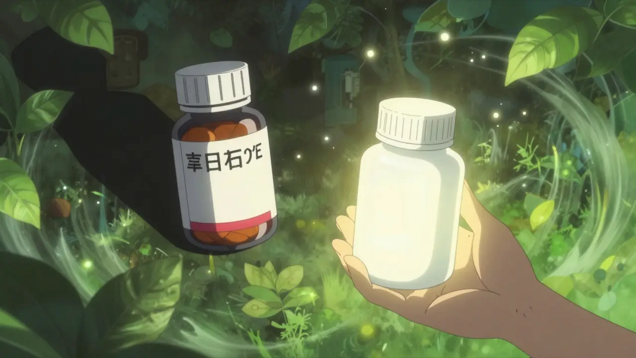 Surreal anime comparison of generic vs brand pills