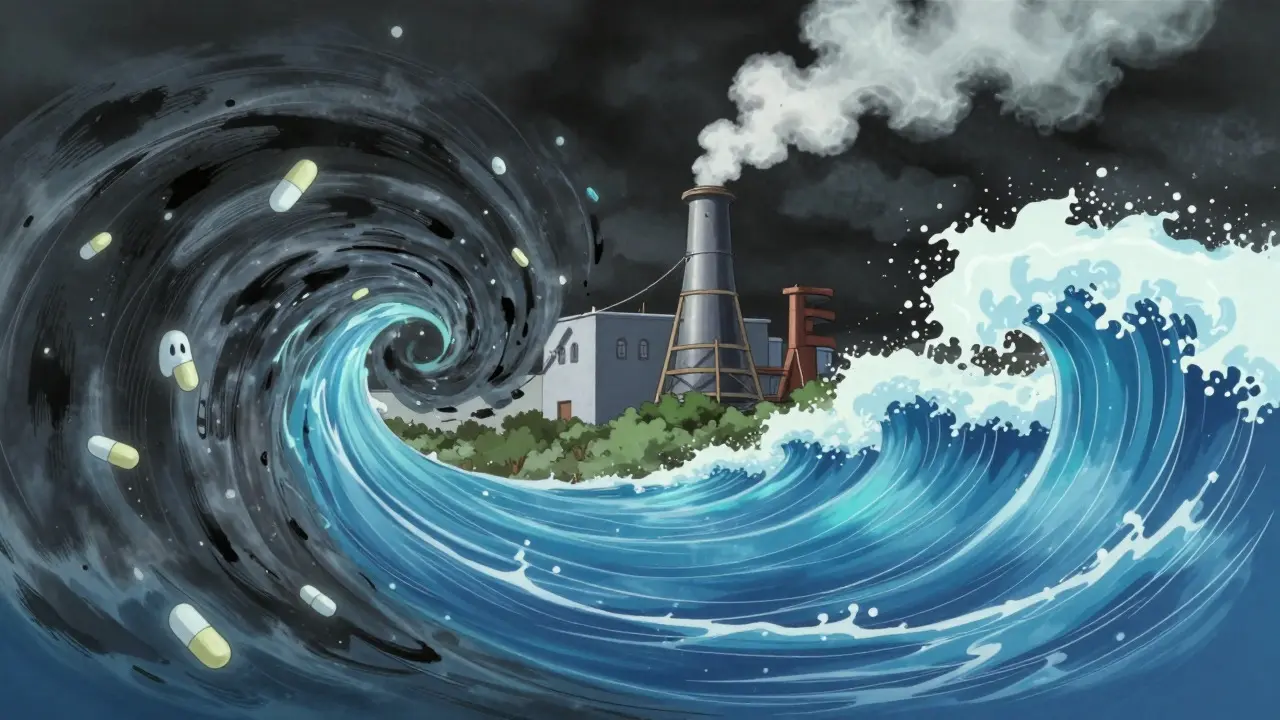 Conceptual art showing pollution turning into clean water